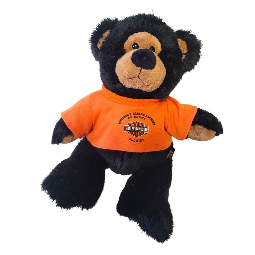 Harley Davidson of Miami Florida FL Stuffed Plush Teddy Bear 13" Orange T-Shirt